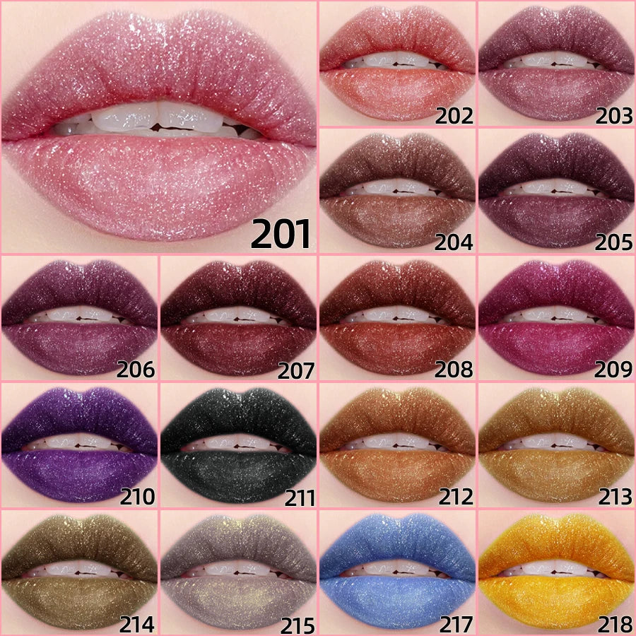 Glitter Lip Gloss Set - 18 Shades Waterproof Long Lasting Shimmer Lipstick
