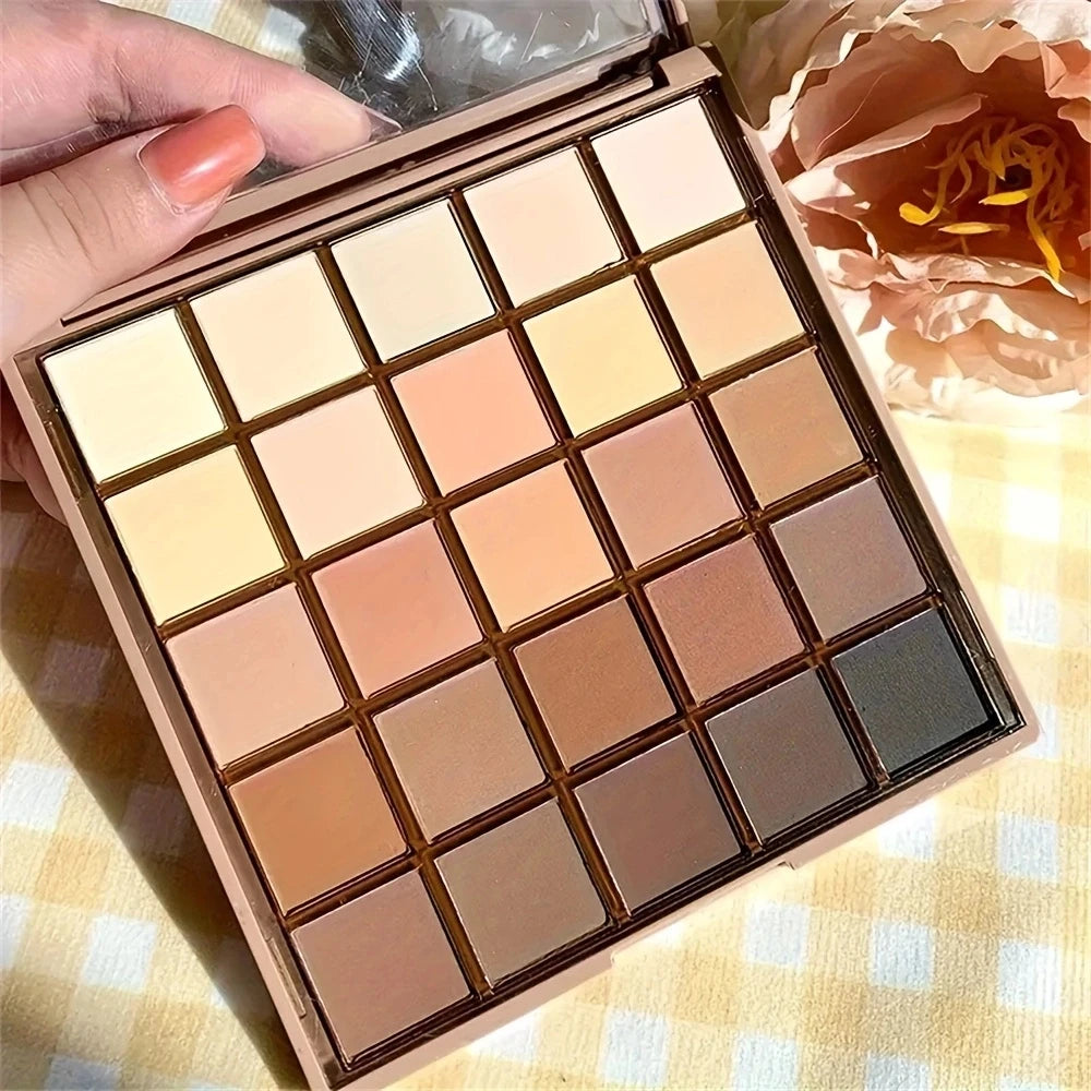 25-Color Eyeshadow Palette - Neutral Matte & Shimmer Brown Nude Makeup Kit
