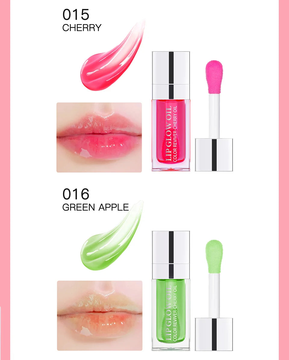 Hydrating Lip Oil - 7 Shades Plumping Glossy Lip Treatment with Cherry Oil