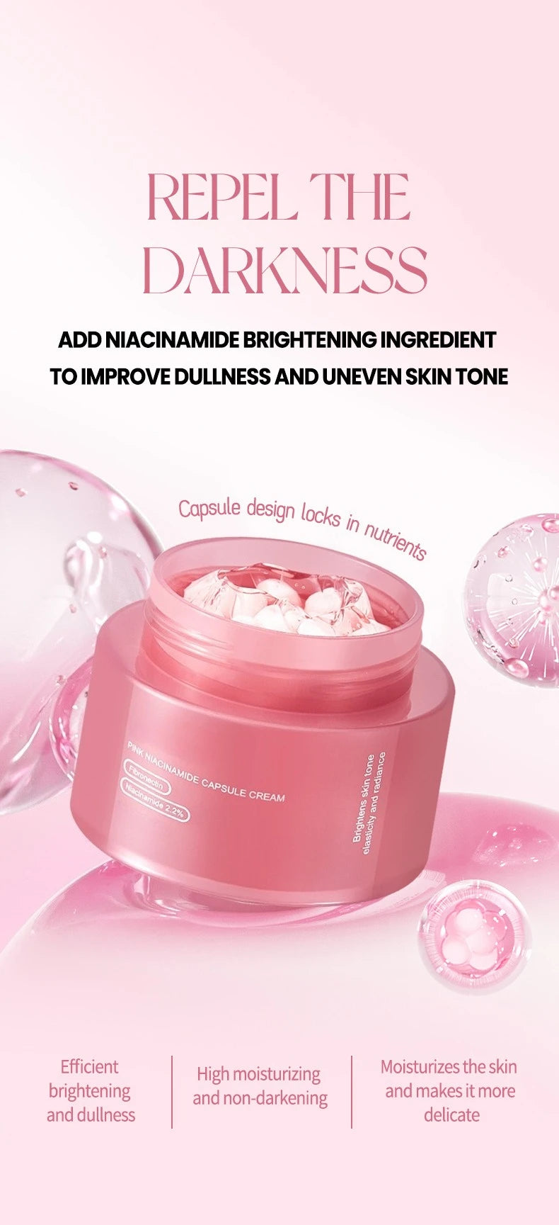 Pink Collagen PDRN Capsule Cream - Anti-Aging Niacinamide Face Moisturizer