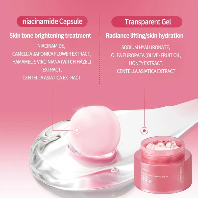 Pink Collagen PDRN Capsule Cream - Anti-Aging Niacinamide Face Moisturizer