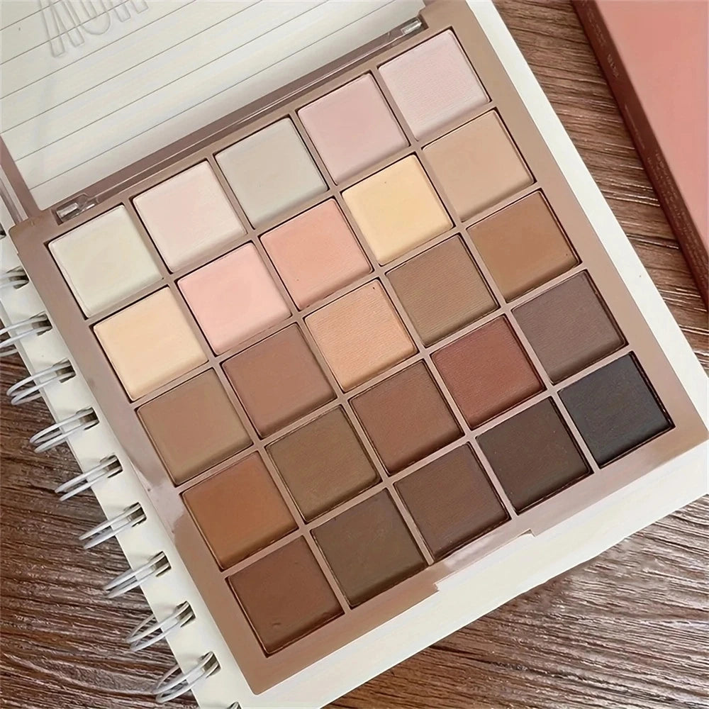 25-Color Eyeshadow Palette - Neutral Matte & Shimmer Brown Nude Makeup Kit