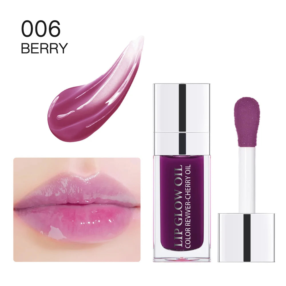 Hydrating Lip Oil - 7 Shades Plumping Glossy Lip Treatment with Cherry Oil