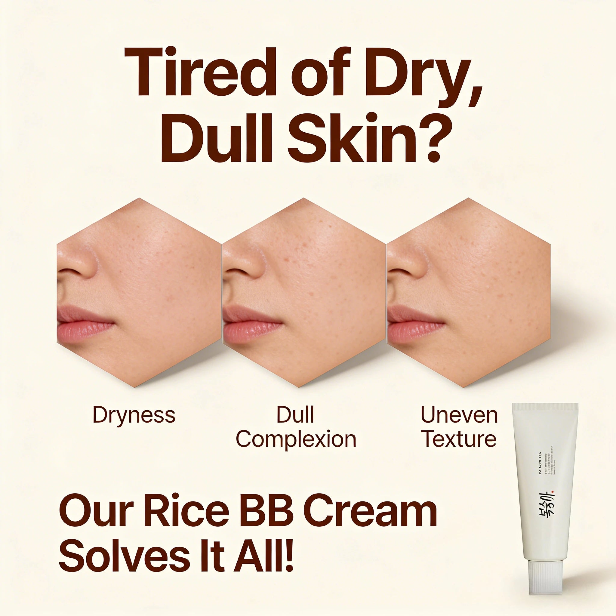 Rice Extract SPF50+ Sunscreen Cream - Brightening Moisturizer with UV Protection