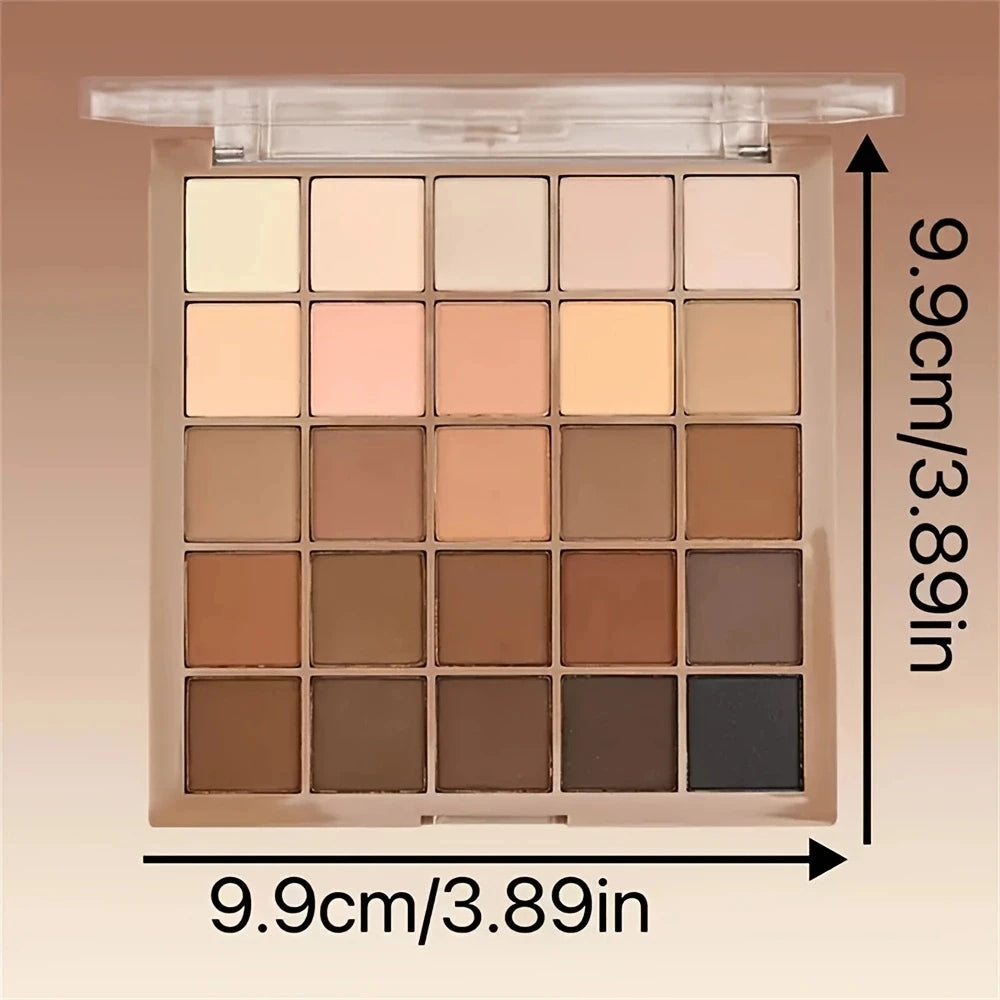 25-Color Eyeshadow Palette - Neutral Matte & Shimmer Brown Nude Makeup Kit