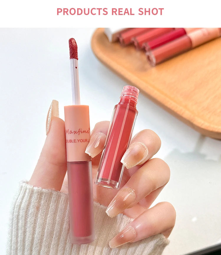 2-in-1 Dual Ended Lip Gloss - Glossy & Matte Long Lasting Moisturizing Lipstick