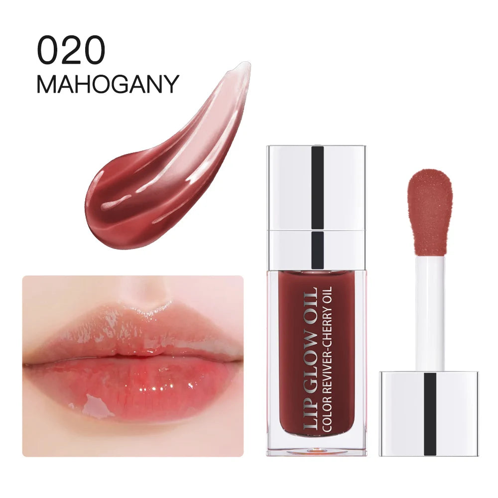 Hydrating Lip Oil - 7 Shades Plumping Glossy Lip Treatment with Cherry Oil