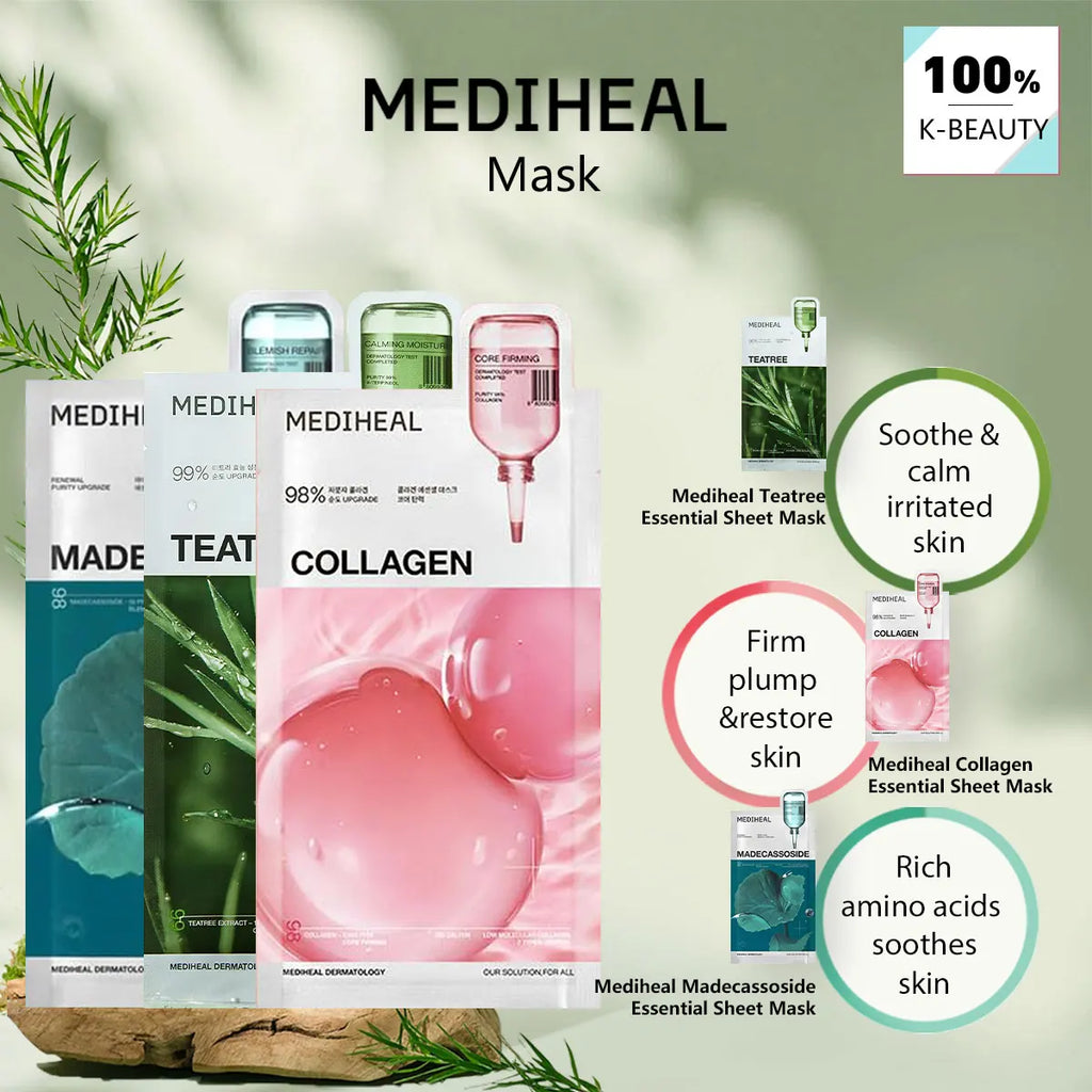 Korean Sheet Mask Set - 10 Pack Hydrating Face Masks for Glowing Skin
