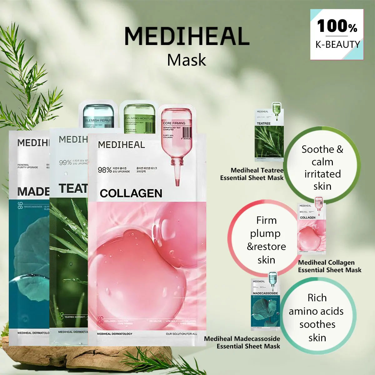 Korean Sheet Mask Set - 10 Pack Hydrating Face Masks for Glowing Skin