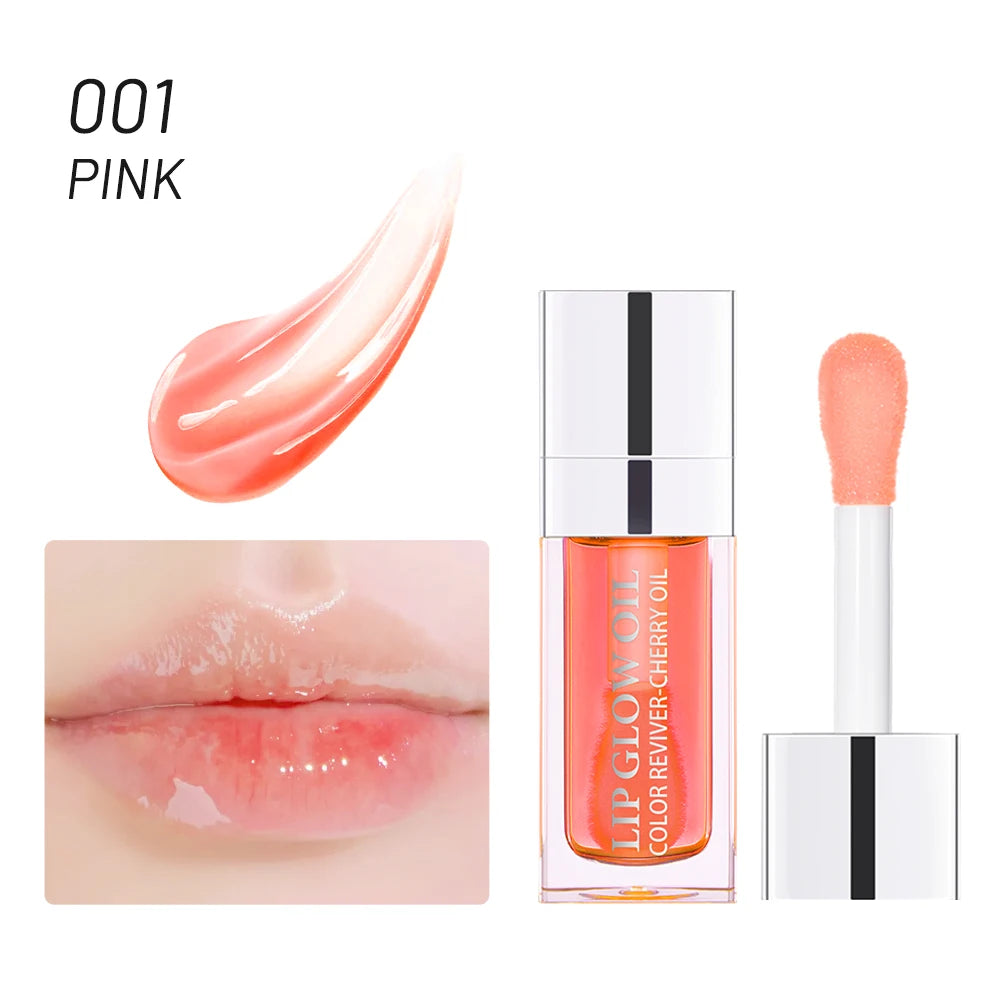 Hydrating Lip Oil - 7 Shades Plumping Glossy Lip Treatment with Cherry Oil
