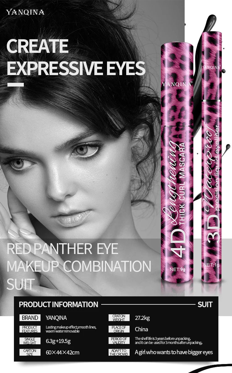 3-in-1 Eye Makeup Set - Waterproof Mascara Eyeliner Eyebrow Pencil Kit