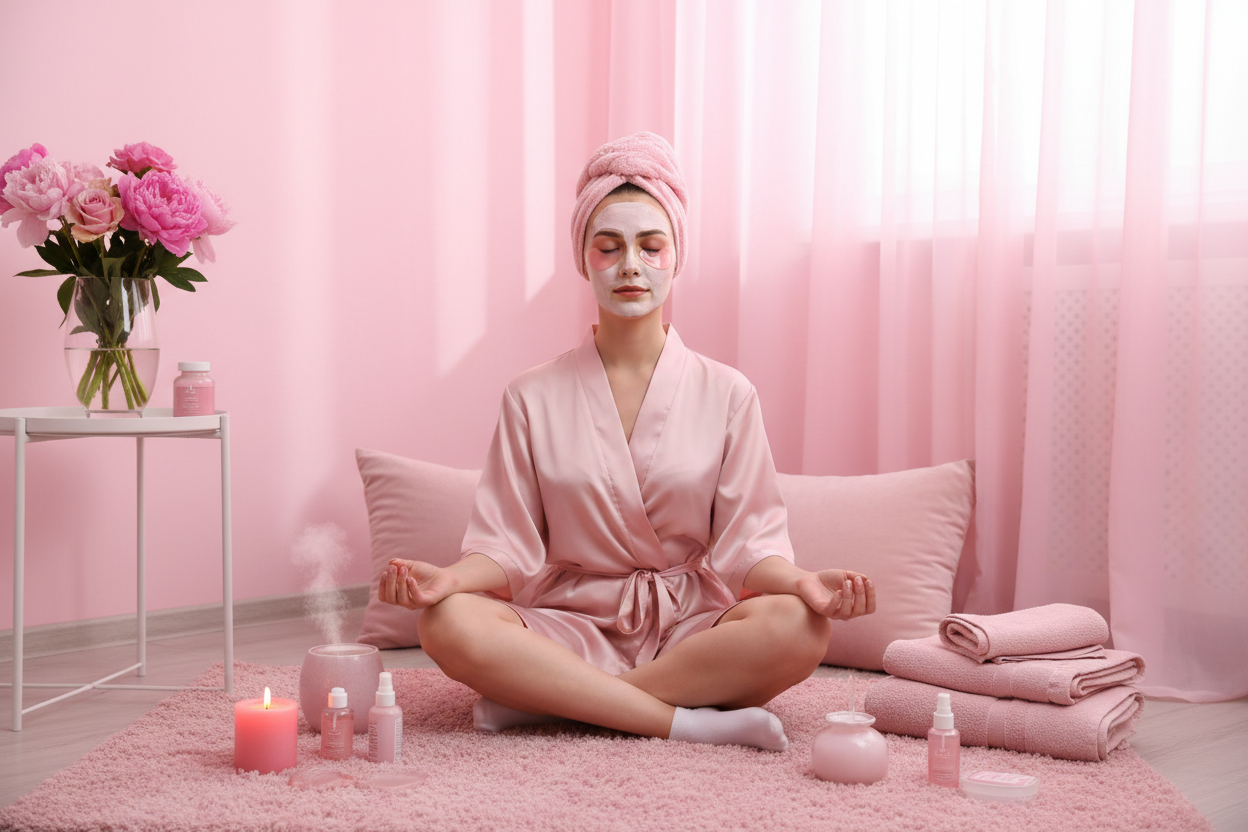 Pink-themed self-care image